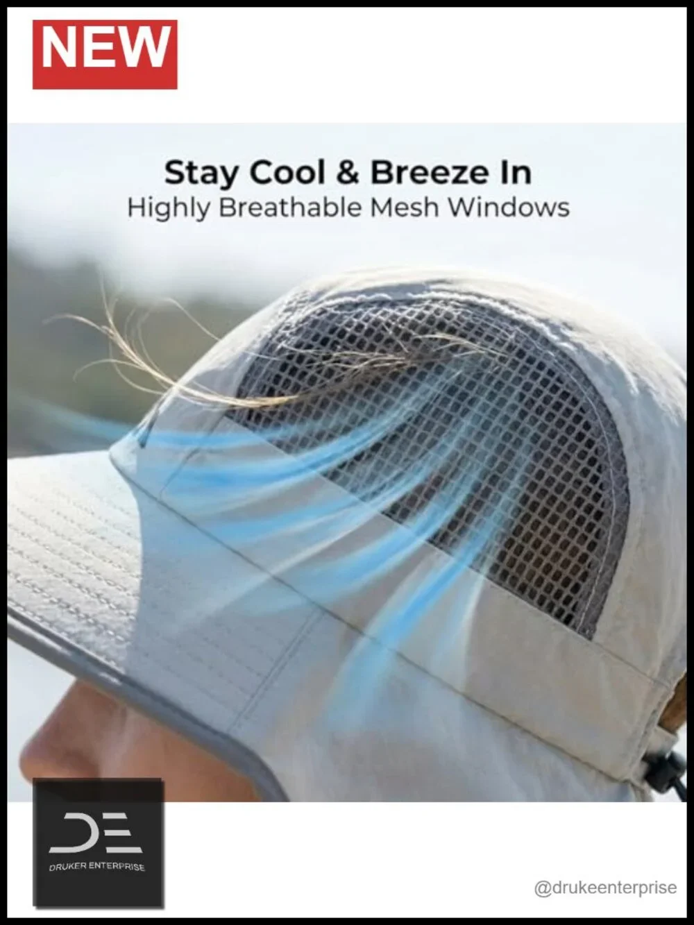 UPF 50+ Sun Hat with Ponytail Hole, Waterproof Nylon, Foldable Wide Brim